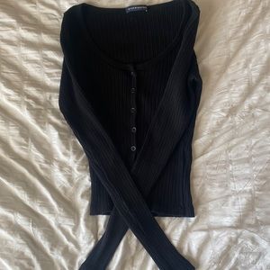 Black Ribbed Brandy Melville Long Sleeve Zelly Top